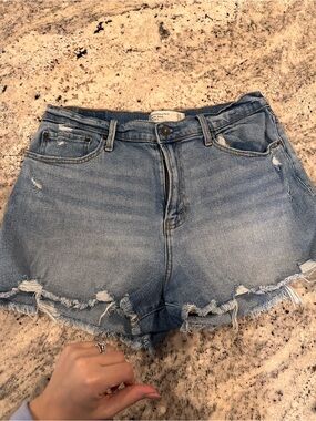 Abercrombie & Fitch Light Blue Distressed Denim Cutoff Shorts